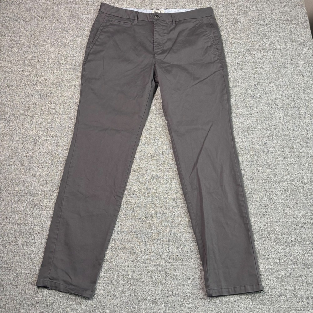 Perk Pants Mens 35x32 Slim Fit Stretch Gray Chino Feel Good Trousers